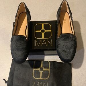NIB Iman Black Leather Loafers sz 8 M